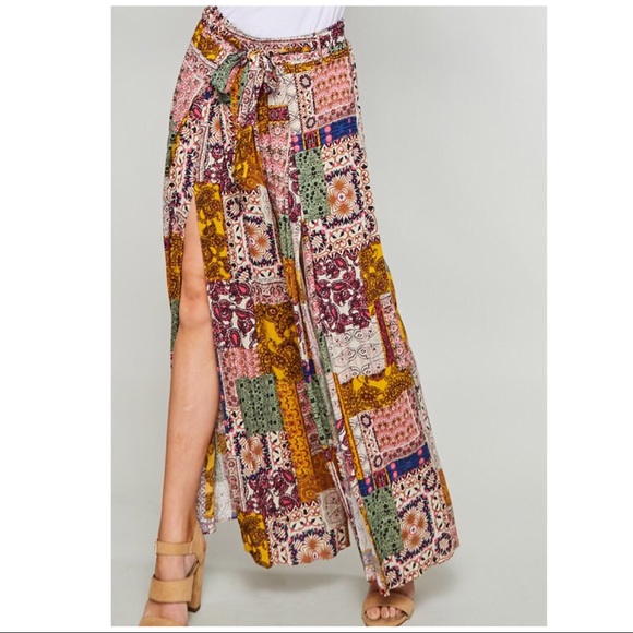 VIBRANT BOHO SPLIT LEG PANTS - Picture 3 of 8